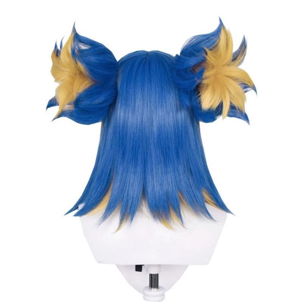 Valorant Neon Cosplay Wig Blue Mixed Yellow Fashion Straight Ponytail Hair 🆕 - Picture 3 of 3